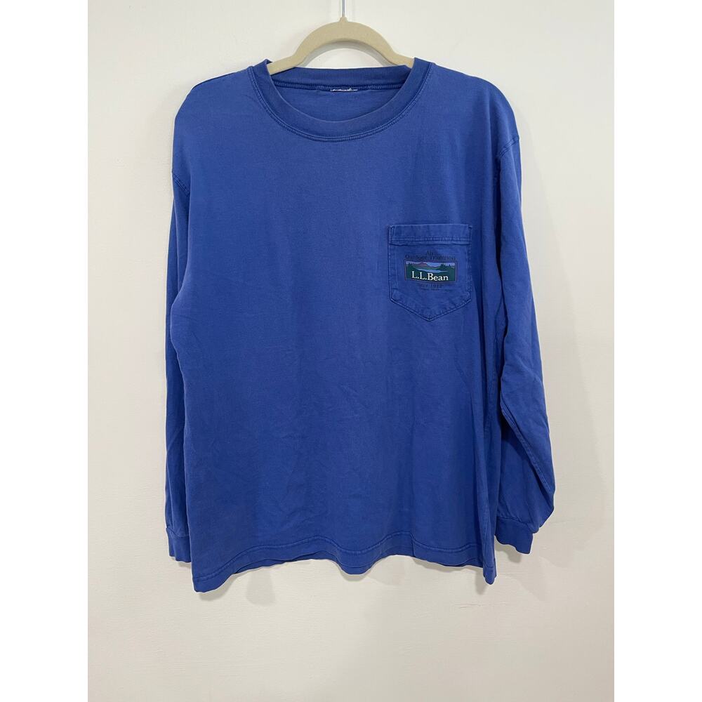 Vintage L.L.Bean Logo Pocket Front Long Sleeve Casual Outdoor Hiking